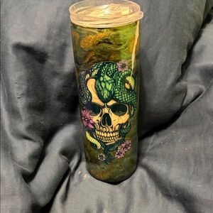 Green Medusa Skull Travel Tumbler